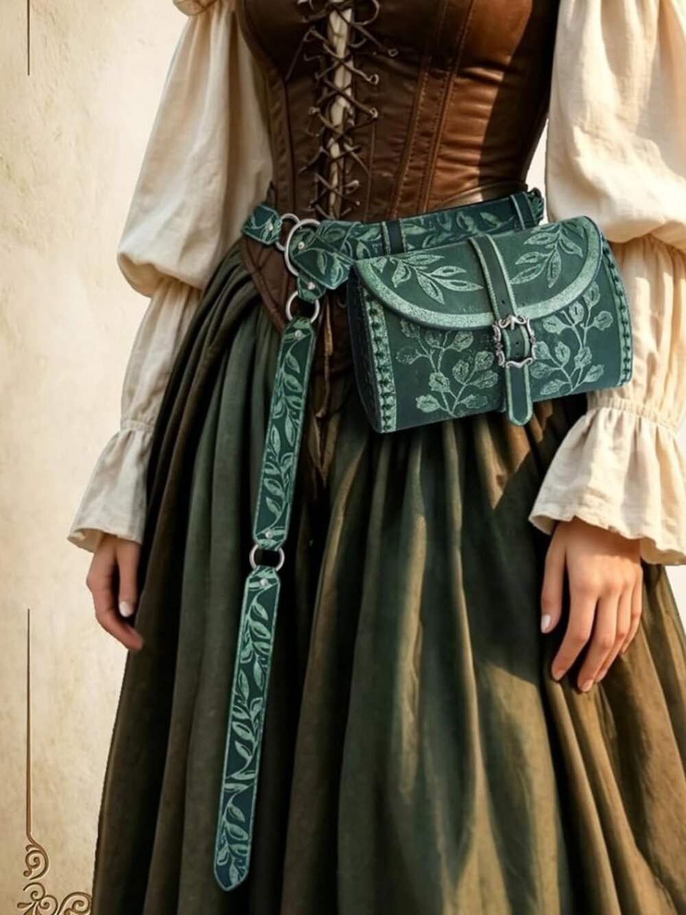 Medieval Green Renaissance Belt Bag